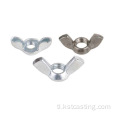 Brushed nickel bolts at nuts